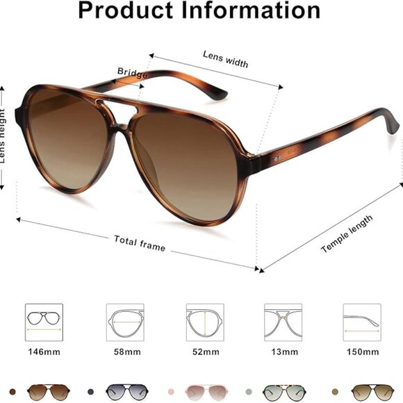 Classic Polarized Aviator Sunglasses for Women Men main image 5